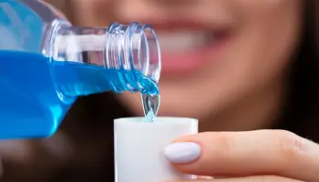 Mouthwash being poured